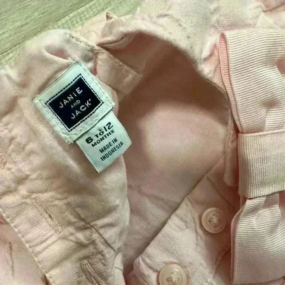 Janie and Jack Baby Girl Pink Lace Embroidered Dress 6-12 Months